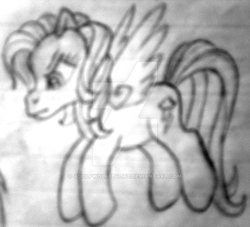 Size: 600x544 | Tagged: safe, artist:colossalstinker, derpibooru import, rainbow dash, pegasus, pony, g3, g4 to g3, generation leap, lined paper, monochrome, solo, traditional art