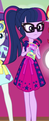 Size: 317x779 | Tagged: safe, screencap, rarity, sci-twi, sunset shimmer, twilight sparkle, better together, equestria girls, spring breakdown, clothes, dress, female, glasses, legs, offscreen character, ponytail, solo focus