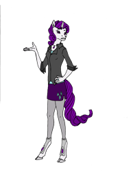 Size: 2550x3291 | Tagged: safe, artist:breadworth, rarity, anthro, unguligrade anthro, clothes, cloven hooves, side slit, simple background, skirt, solo, stockings, transparent background