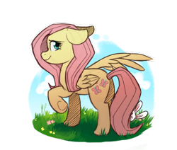 Size: 1150x975 | Tagged: safe, artist:xcaptainaj, angel bunny, fluttershy, pegasus, pony, cute, shyabetes, solo