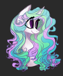 Size: 848x1021 | Tagged: safe, artist:sorrowatthename, princess celestia, alicorn, pony, bust, female, horn, mare, multicolored mane, solo, white coat