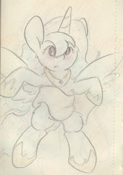 Size: 692x990 | Tagged: safe, artist:slightlyshade, princess celestia, alicorn, pony, :o, blushing, solo, traditional art