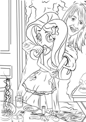 Size: 718x1016 | Tagged: artist needed, safe, fluttershy, equestria girls, drugs, lauren faust, marijuana, monochrome