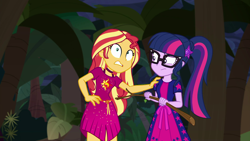 Size: 1920x1080 | Tagged: safe, screencap, sci-twi, sunset shimmer, twilight sparkle, better together, equestria girls, spring breakdown, female, geode of empathy, geode of telekinesis, magical geodes, shrunken pupils