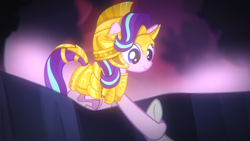 Size: 1530x864 | Tagged: safe, starlight glimmer, stygian, pony, unicorn, anatomically incorrect, armor, gameloft, incorrect leg anatomy, solo focus, youtube link