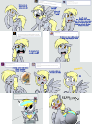 Size: 2254x3006 | Tagged: safe, artist:jitterbugjive, derpy hooves, doctor whooves, pony, robot, blushing, crying, derp-i, lovestruck derpy, snot