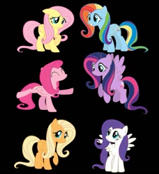 Size: 853x937 | Tagged: safe, artist:oliwia2514, derpibooru import, part of a set, applejack, fluttershy, pinkie pie, rainbow dash, rarity, twilight sparkle, earth pony, pegasus, pony, unicorn, mane six, palette swap