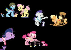 Size: 1024x720 | Tagged: safe, artist:oliwia2514, derpibooru import, part of a set, applejack, fluttershy, granny smith, pinkie pie, rainbow dash, rarity, twilight sparkle, earth pony, pegasus, pony, unicorn, age swap, mane six, palette swap, role reversal