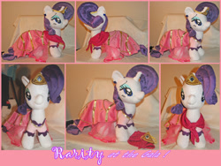 Size: 1024x771 | Tagged: safe, artist:krumm33, rarity, clothes, crown, dress, gala dress, irl, jewelry, lidded eyes, photo, plushie, regalia, solo