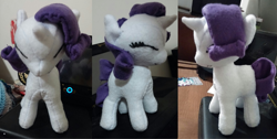 Size: 1666x842 | Tagged: safe, artist:kimikonyanchan, rarity, blank flank, eyes closed, irl, photo, plushie, solo