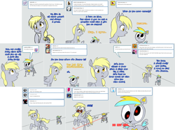 Size: 3006x2254 | Tagged: safe, artist:jitterbugjive, derpy hooves, pony, robot, ask, blushing, derp-i, laser, lovestruck derpy, solo, tumblr