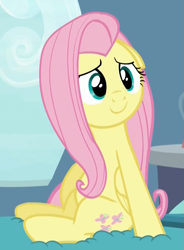 Size: 759x1033 | Tagged: safe, screencap, fluttershy, pegasus, pony, tanks for the memories, comforting, cute, floppy ears, sitting, solo