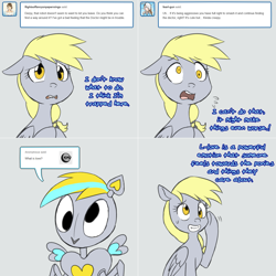 Size: 1502x1502 | Tagged: safe, artist:jitterbugjive, derpy hooves, pony, robot, ask, derp-i, lovestruck derpy, tumblr