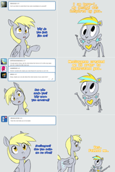 Size: 1502x2254 | Tagged: safe, artist:jitterbugjive, derpy hooves, pony, robot, ask, derp-i, lovestruck derpy, tumblr