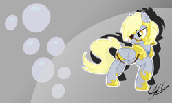 Size: 1000x600 | Tagged: safe, artist:equestria-prevails, artist:ponychaos13, edit, derpy hooves, pegasus, armor, epic derpy, vector, wallpaper, wallpaper edit