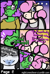 Size: 1152x1680 | Tagged: safe, artist:simplyshivers, rarity, oc, anthro, cow, comic:rarity's secret fitting party, comic, laughing