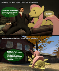 Size: 1280x1536 | Tagged: safe, artist:dragonboi471, derpibooru exclusive, fluttershy, oc, oc:anon, human, 3d, comic, gmod, john freeman who was gordon freemans brother