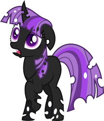 Size: 3156x3692 | Tagged: safe, artist:drakizora, derpibooru import, twilight sparkle, changeling, changelingified, purple changeling, simple background, solo, transparent background, vector