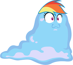 Size: 1827x1632 | Tagged: safe, artist:megarainbowdash2000, derpibooru import, rainbow dash, smooze, :3, gak, simple background, slime, smoozified, solo, species swap, transparent background, what has science done