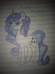 Size: 1936x2592 | Tagged: safe, artist:neonaarts, rarity, pony, unicorn, lined paper, redesign, solo, traditional art