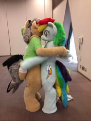 Size: 532x710 | Tagged: safe, derpibooru import, daring do, rainbow dash, human, fursuit, hug, irl, irl human, photo