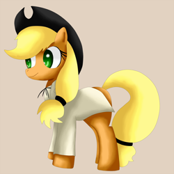 Size: 1100x1100 | Tagged: safe, artist:king-sobrero, applejack, earth pony, pony, applejack's hat, blonde, blonde mane, blonde tail, female, green eyes, mare, orange coat, solo