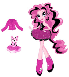 Size: 538x600 | Tagged: safe, pinkie pie, equestria girls, clothes, dress, goth, jacket, pinkie pie's boutique, ponied up, simple background, solo, white background