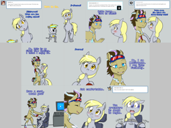 Size: 3006x2254 | Tagged: safe, artist:jitterbugjive, derpy hooves, doctor whooves, oc, oc:neosurgeon, pony, robot, bipedal, derp-i, lovestruck derpy, this will end in death, this will end in tears, this will end in tears and/or death