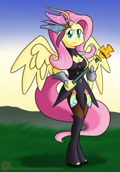 Size: 1400x2000 | Tagged: safe, artist:xain-russell, fluttershy, anthro, bravely default, solo, summoner