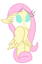 Size: 452x684 | Tagged: safe, artist:mr-degration, fluttershy, pegasus, pony, covering, cute, floppy ears, hiding, scared, shy, solo, wings