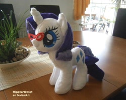 Size: 1000x795 | Tagged: safe, artist:hipsterowlet, rarity, glasses, irl, photo, plushie, solo