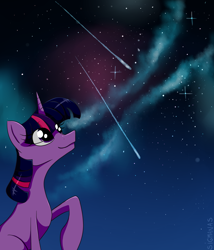 Size: 1436x1674 | Tagged: safe, artist:sigmanas, derpibooru import, twilight sparkle, night, shade, shooting star, sky, solo, starry night, stars