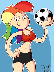 Size: 4500x6000 | Tagged: safe, artist:ben-the-looney, derpibooru import, rainbow dash, human, absurd resolution, clothes, football, humanized, shorts, sports, tanktop