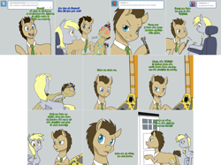 Size: 3006x2254 | Tagged: safe, artist:jitterbugjive, derpy hooves, doctor whooves, oc, oc:neosurgeon, pony, comic, doctor who, error message, lovestruck derpy, sonic screwdriver, tardis