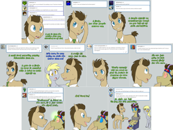 Size: 3006x2254 | Tagged: safe, artist:jitterbugjive, derpy hooves, doctor whooves, oc, oc:neosurgeon, pony, doctor who, error message, lovestruck derpy, sonic screwdriver, tardis, tied up