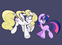 Size: 5500x4000 | Tagged: safe, artist:turtlefarminguy, derpibooru import, surprise, twilight sparkle, pony, g1, absurd resolution, blank flank, g1 to g4, generation leap, palindrome get