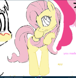 Size: 557x575 | Tagged: safe, artist:fatalqueef, fluttershy, pegasus, pony, female, flockmod, mare, pink mane, yellow coat