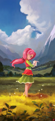 Size: 850x1869 | Tagged: safe, artist:ajvl, angel bunny, fluttershy, human, equestria girls, friendship through the ages, clothes, folk fluttershy, humanized, scenery, skirt