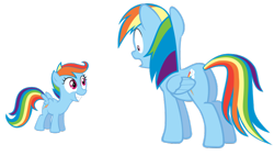 Size: 900x506 | Tagged: safe, artist:immortaltanuki, derpibooru import, rainbow dash, scootaloo, pegasus, pony, palette swap, scootobsession, simple background, transparent background, vector