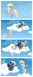 Size: 1700x3909 | Tagged: safe, artist:tsabak, derpy hooves, oc, oc:star chaser, hybrid, pony, zebra, zebroid, zony, cloud, female, mare, telescope