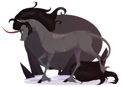 Size: 1963x1408 | Tagged: safe, artist:vivalis-soul, derpibooru import, king sombra, classical unicorn, pony, unicorn, curved horn, leonine tail, solo, unshorn fetlocks