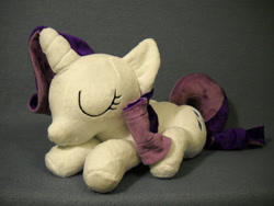 Size: 1024x768 | Tagged: safe, artist:millermademares, rarity, eyes closed, irl, photo, plushie, prone, sleeping, solo