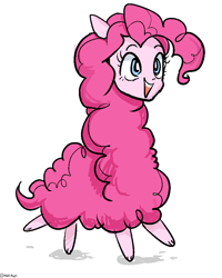 Size: 800x1000 | Tagged: safe, artist:han_hyui, pinkie pie, alpaca, equestria girls, solo, species swap, wat