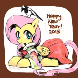 Size: 1000x1000 | Tagged: safe, artist:han_hyui, fluttershy, bird, pegasus, pony, clothes, hanbok, solo