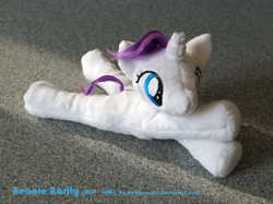 Size: 955x715 | Tagged: safe, artist:wolflessnight, rarity, beanie (plushie), irl, photo, plushie, prone, solo