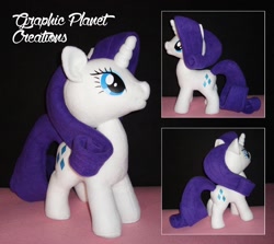 Size: 1600x1425 | Tagged: safe, artist:graphicplanetdesigns, rarity, irl, photo, plushie, solo