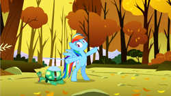 Size: 1366x768 | Tagged: safe, derpibooru import, screencap, rainbow dash, tank, pegasus, pony, tanks for the memories