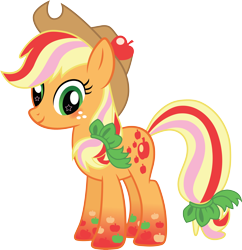 Size: 5730x5931 | Tagged: safe, artist:sugar-loop, applejack, earth pony, pony, absurd resolution, rainbow power, simple background, solo, transparent background, vector