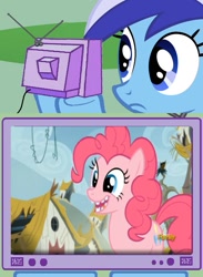 Size: 563x771 | Tagged: safe, minuette, pinkie pie, earth pony, pony, the lost treasure of griffonstone, broken teeth, exploitable meme, meme, obligatory pony, tv meme