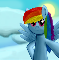 Size: 3076x3118 | Tagged: safe, artist:comfydove, derpibooru import, rainbow dash, pegasus, pony, detailed background, female, mare, solo